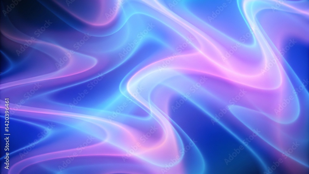 Poster abstract diffluent paint with purple and blue glow. wavy glowing pattern for your design. stylish ba