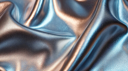 Flowing metallic fabric close-up shot textiles studio environment abstract concept for visual art