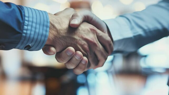 Close-Up of Business Handshake in Contemporary Office Setting Symbolizing Professional Partnership