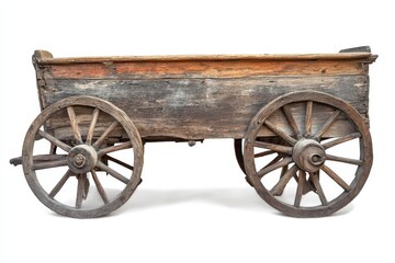 Fototapeta premium Vintage Wooden Wheel from an Antique Cart: Aged Charm and Western Transport Heritage