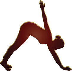 Yoga Silhouette in Downward Pose – Elegant Stretch Figure for Wellness, Fitness, Meditation, Flexibility, Balance, Strength, Mindfulness, and Holistic Health-Inspired Visual Art

