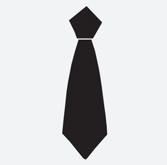 men's business tie stripe silhouette vector art illustration, black tie isolated on white