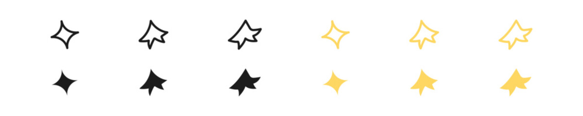 Gold Star icon. Simple icon glitter stars in vector design style. Star icons on white background. Constellation sign