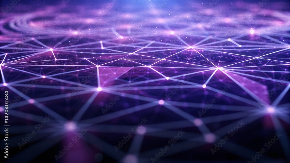 Poster abstract technology geometric background with connected fractal design, digital, network, innovation