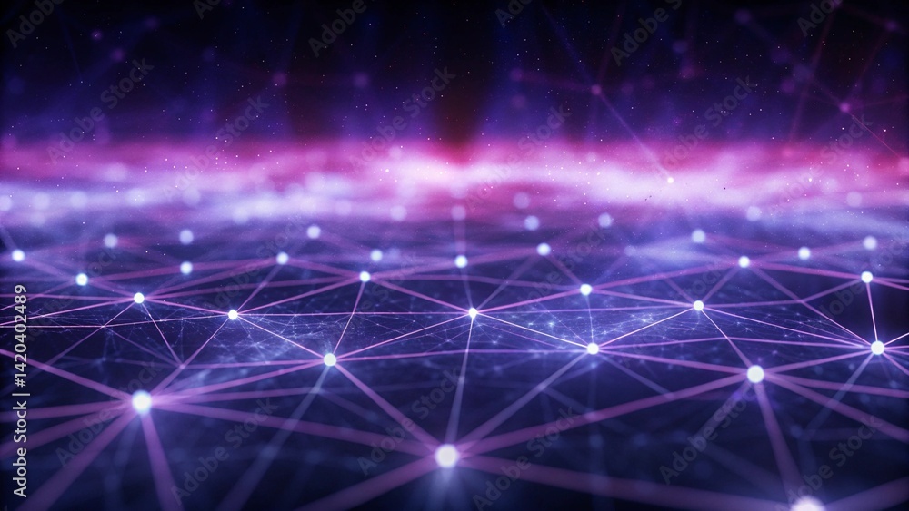 Poster abstract technology geometric background with connected fractal design, digital, network, innovation
