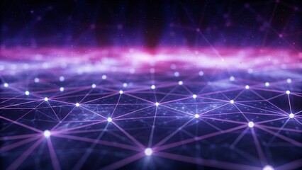 Abstract technology geometric background with connected fractal design, digital, network, innovation, futuristic, cyberspace, particles, abstract art, science, virtual, and energy