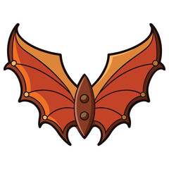 Stylized Orange and Brown Bat Wings Design Element