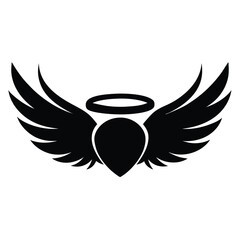 Black Wings with Halo Abstract Design Element