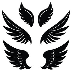 Collection of Black and White Wing Designs for Logos