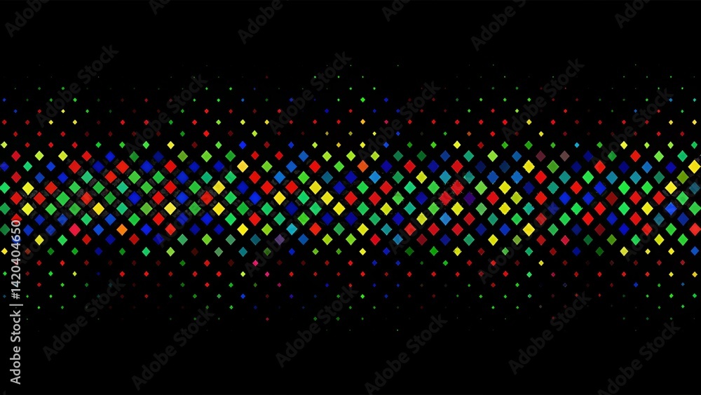 Aufkleber black background with colorful geometric pattern, vibrant shapes on dark backdrop forming abstract m