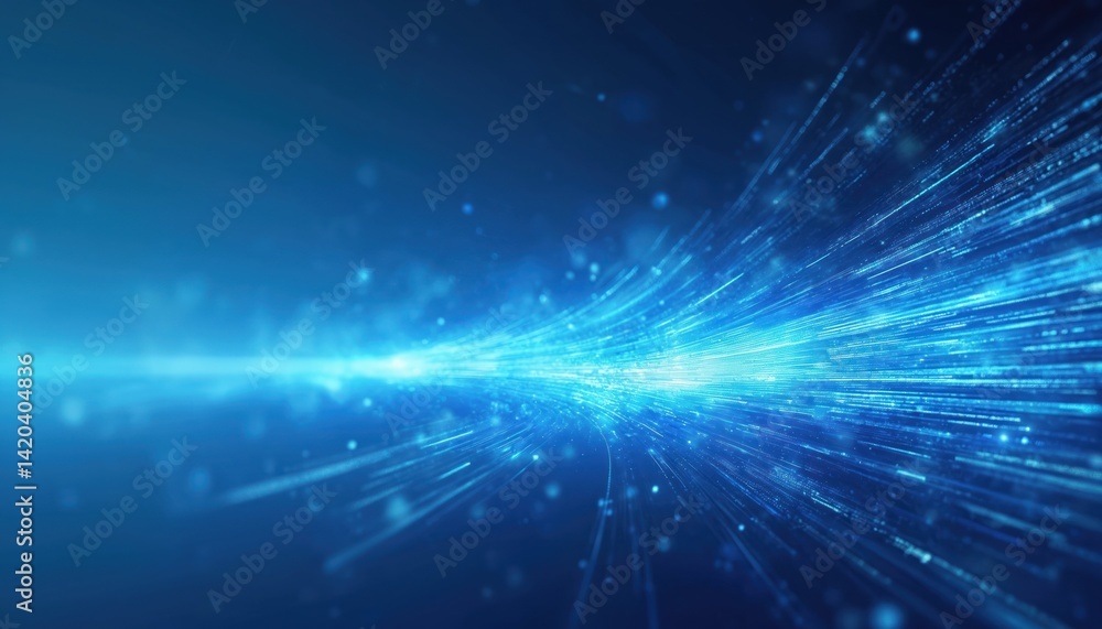 Aufkleber dynamic blue tech background with glowing light rays and lines. futuristic digital abstract design, 