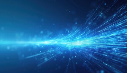 Dynamic blue tech background with glowing light rays and lines. Futuristic digital abstract design, tech concept, data flow, cyberspace, network, speed, innovation.