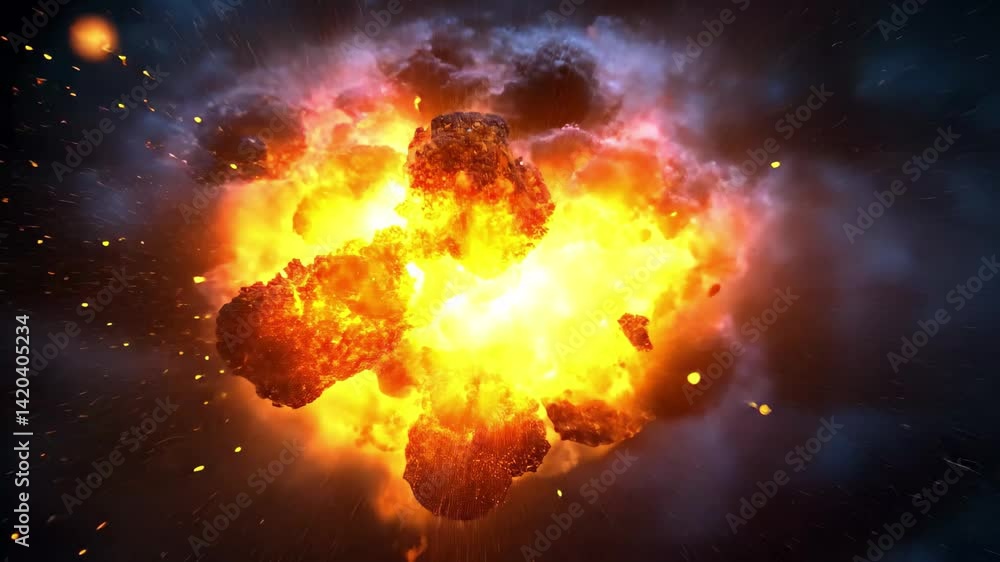 Aufkleber Exploration of dynamic abstract particles explosion showcasing vivid colors and intricate details in a cosmic setting, Abstract particles explosion, 3d