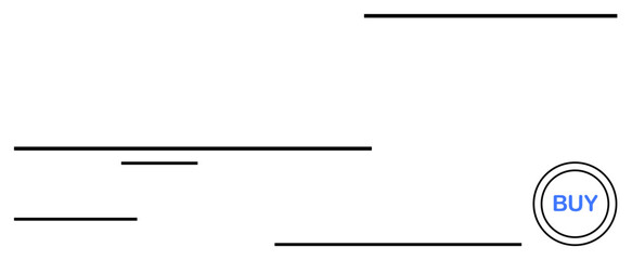 Simplistic layout featuring a prominent Buy button amidst clean horizontal lines. Ideal for e-commerce, digital choice, navigation, marketing, decision-making, web design, flat simple metaphor