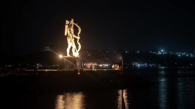 Sunset 4K Timelapse hyperlapse footage of people relaxing and leisure activities at Panaji Goa India at night