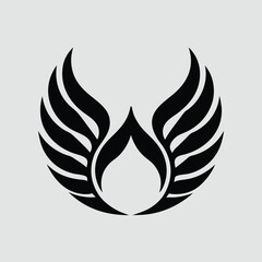 Abstract Black Wings with Central Flame Design Element