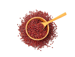 Red adzuki beans isolated, raw azuki bean pile, Vigna angularis legume seeds, dry red mung bean
