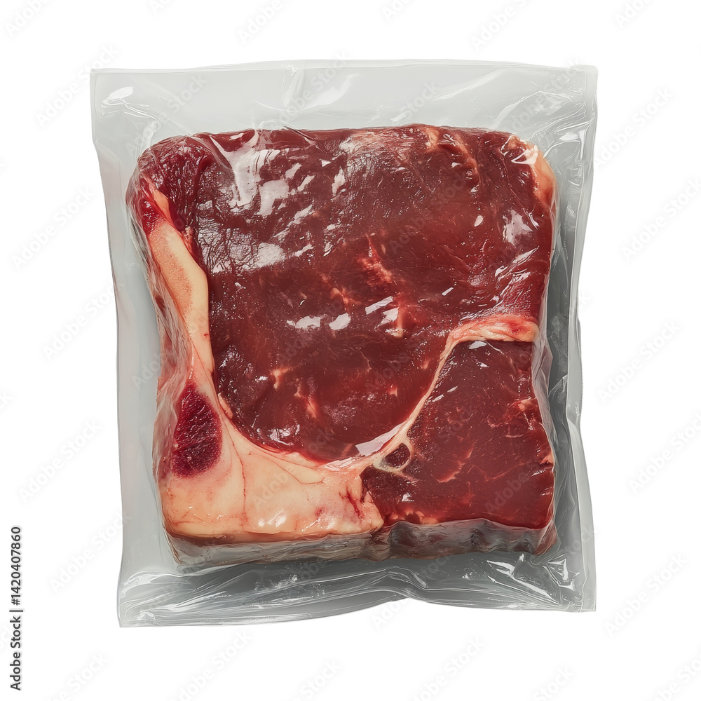 Poster freshly packaged beef on a transparent background highlighting its rich color and texture, parsnip r