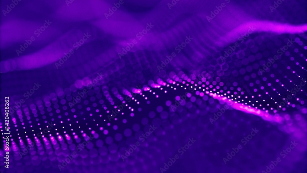 Leinwandbilder Futuristic wave. Purple technology light neon background. Digital technology music background. Computer network technology. Digital science concept. Digital technology backdrop. 