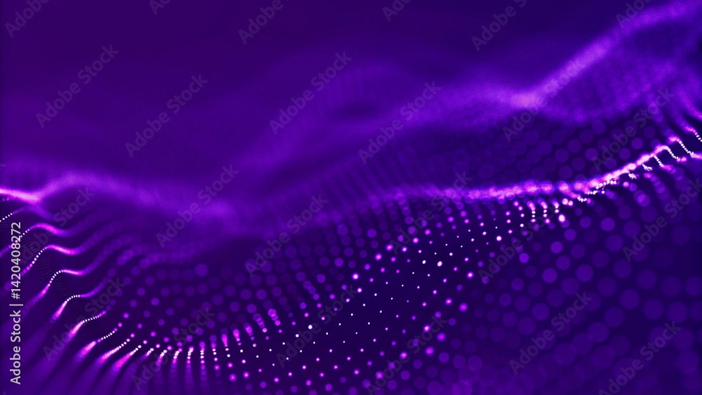 Leinwandbilder Futuristic wave. Purple technology light neon background. Digital technology music background. Computer network technology. Digital science concept. Digital technology backdrop. 