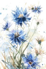 Obraz premium Delicate watercolor wildflowers capturing nature's beauty in pastel hues for design