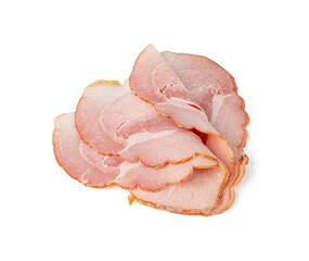 Baked Pork Slices Isolated, Roasted Sliced Loin, Tenderloin Ham Pieces, Boiled Meat Fillet Cuts