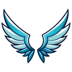 Stylized Blue Wings Design Element for Logo or Branding