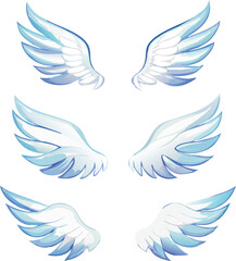 Three Sets of Watercolor Style Angel Wings