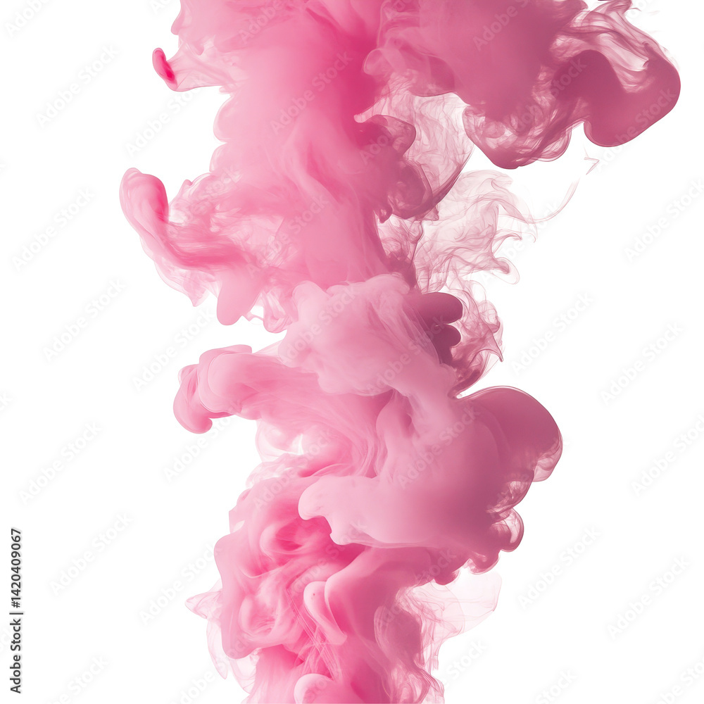 Poster pink smoke swirls gracefully against a transparent backdrop, creating a mesmerizing visual display o