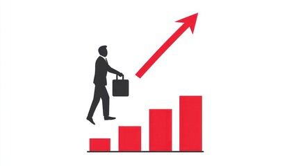 Businessman climbs graph to success, upward trend, financial growth, investment