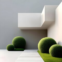 Modern minimalist garden with geometric design elements