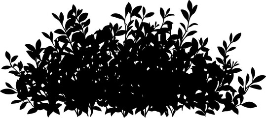 Naklejka premium Silhouette of Dense Bush with Leaves