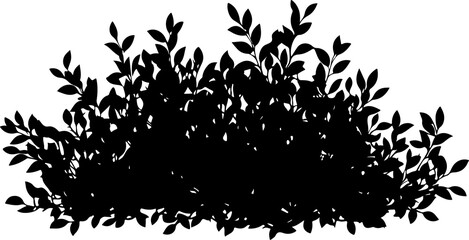 Silhouette of Dense Bush with Leaves