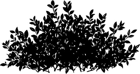 Naklejka premium Silhouette of Dense Bush with Leaves