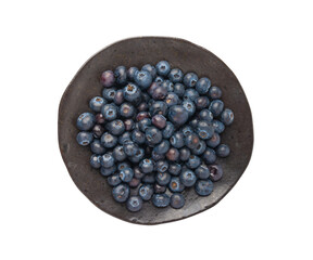 Blueberry isolated. Fresh blue berry fruits, bilberry group on white background, ripe bluberry