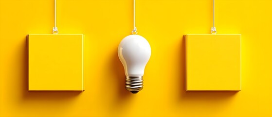 Creative light bulb idea with yellow background and blocks