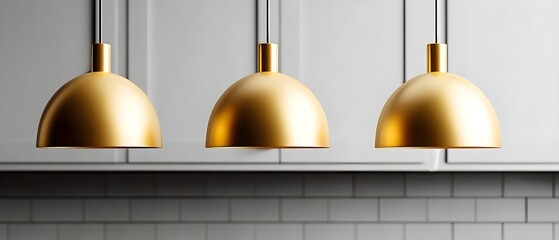 Elegant gold pendant lights in modern kitchen setting
