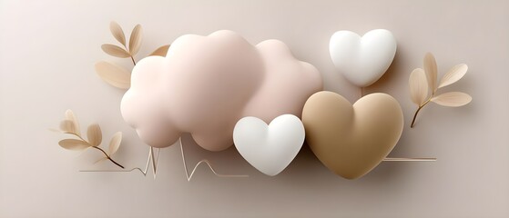 Abstract heart shapes and cloud design for wellness theme