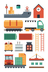 Colorful Vector Illustration of Global Shipping and Logistics
