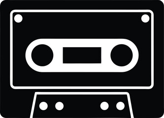 Cassette Tape Icon Silhouette Vector Illustration