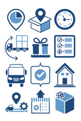 Delivery and Logistics Icon Set in Blue Palette