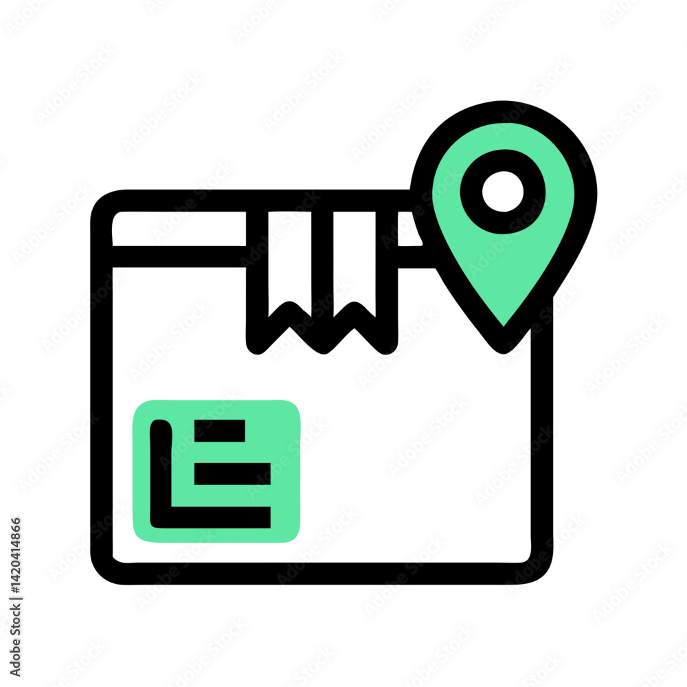 Poster mint map pin and document vector on black
