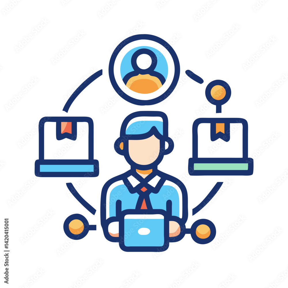 Poster logistics manager network connection with packages and user profile