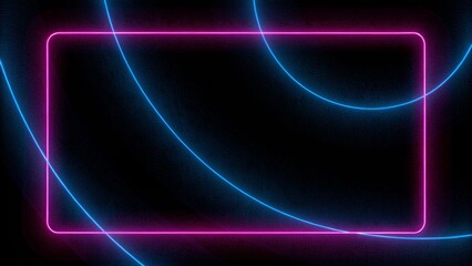 Abstract 3d illustration pattern of neon glowing ultraviolet lines, modern fluorescent light, neon box, pattern for LED screens projection technology, loop 4k background, blue purple spectrum