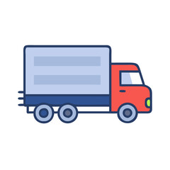 Cute delivery truck vector illustration on black background