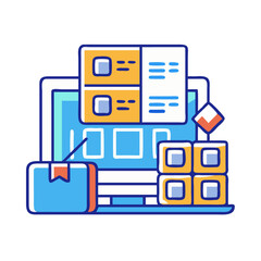 E-commerce online delivery management illustration with tracking software
