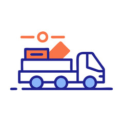 Truck icon carrying packages for delivery or moving