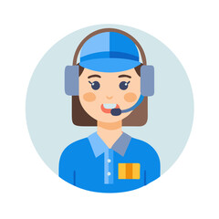 Cheerful Female Customer Support Representative with Headset Icon