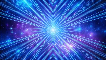 Obraz premium Abstract background in blue and purple neon glow colors. Speed of light in galaxy. Explosion in universe. Space background for event, party, carnival, celebration, anniversary or other. 3D rendering