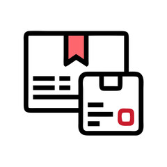 Minimalist Red Bookmark and Box on Black Background